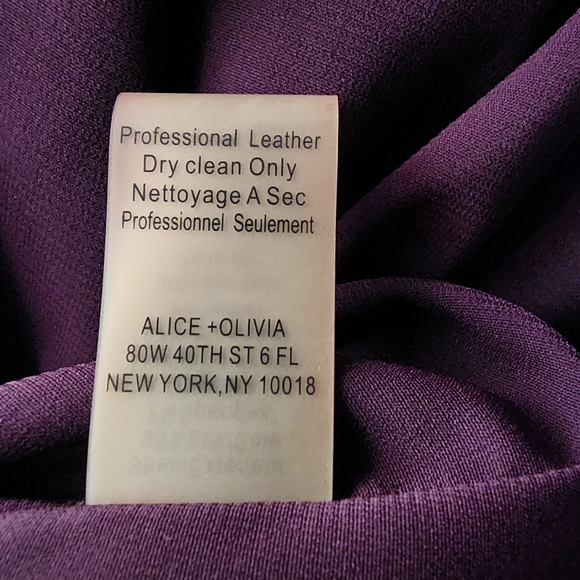 ALICE + OLIVIA Deep Magenta Silk Blend Faux Wraparound Dress, Sm - Picture 5 of 7